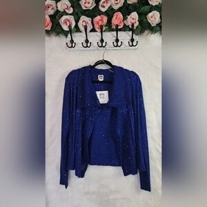 Anne Kline Classic Royal Festive Sequin Knit Cardigan